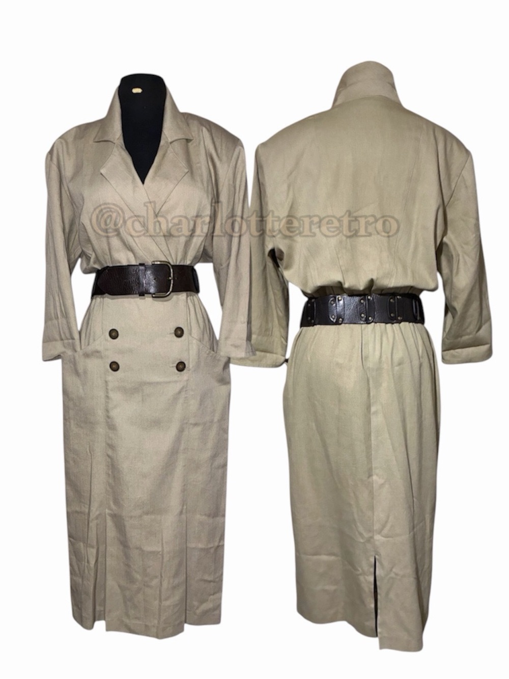 80s vtg Safari Dress w Pockets